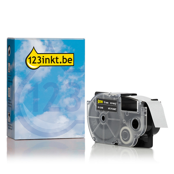 Casio XR-18ABK tape wit op zwart 18 mm (123inkt huismerk)  056379 - 1