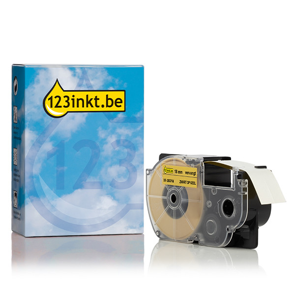 Casio XR-18GYW tape zwart op geel 18 mm (123inkt huismerk) XR18YWC 056413 - 1