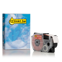 Casio XR-18XRD tape wit op rood 18 mm (123inkt huismerk)  056377