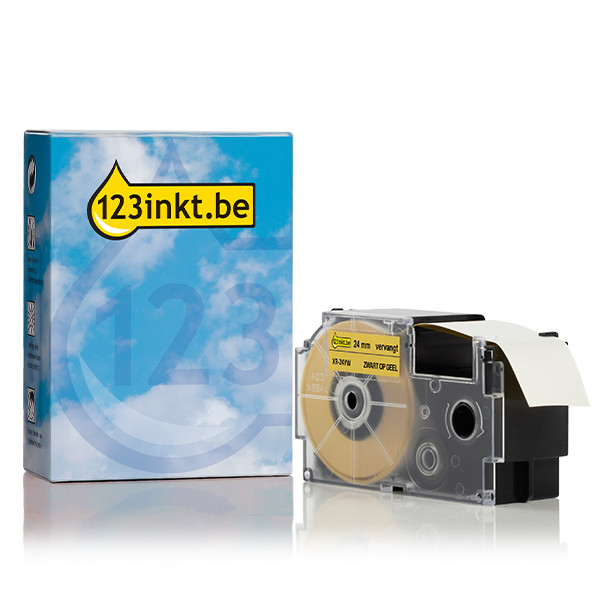 Casio XR-24BU tape zwart op blauw 24 mm (123inkt huismerk) XR24BUC 056384 - 1