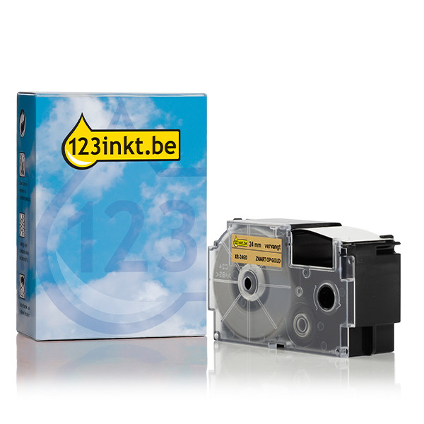 Casio XR-24GD tape zwart op goud 24 mm (123inkt huismerk)  056387 - 1
