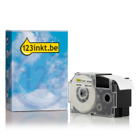 Casio XR-24GWE tape zwart op wit 24 mm (123inkt huismerk) XR24WEC 056414