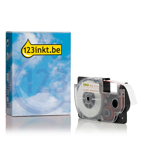 Casio XR-9WER tape rood op wit 9 mm (123inkt huismerk) 056334 - 1