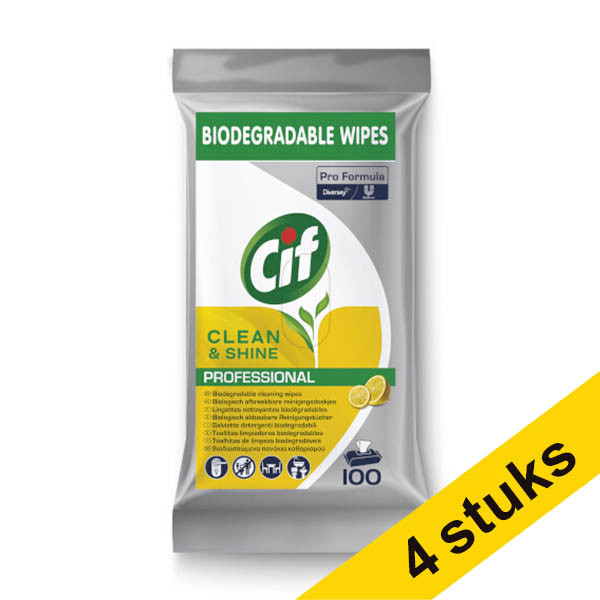 Aanbieding: 4x Cif Pro Formula biologisch afbreekbare reinigingsdoekjes (100 stuks) SCI00162 - 1