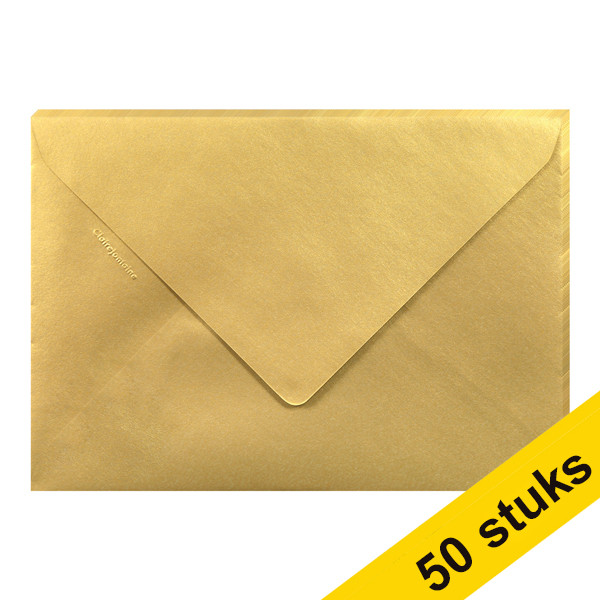Aanbieding: 10x Clairefontaine gekleurde enveloppen goud C5 120 g/m² (5 stuks) 424771 - 1