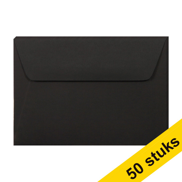 Aanbieding: 10x Clairefontaine gekleurde enveloppen zwart C6 120 g/m² (5 stuks) 424781 - 1