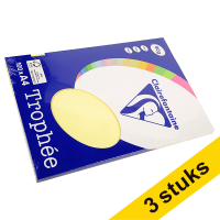 Aanbieding: 3x Clairefontaine gekleurd papier geel 80 g/m² A4 (100 vellen) 340038