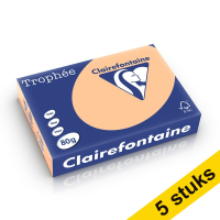 Aanbieding: 5x Clairefontaine gekleurd papier abrikoos 80 g/m² A4 (500 vellen)