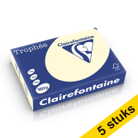 Aanbieding: 5x Clairefontaine gekleurd papier crème 160 g/m² A4 (250 vellen)