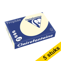 Aanbieding: 5x Clairefontaine gekleurd papier ivoor 80 g/m² A4 (500 vellen)