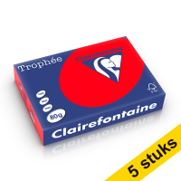 Aanbieding: 5x Clairefontaine gekleurd papier koraalrood 80 g/m² A4 (500 vellen)