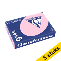 Aanbieding: 5x Clairefontaine gekleurd papier roze 80 g/m² A4 (500 vellen)