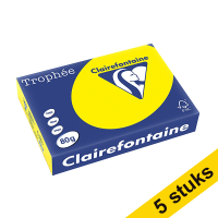 Aanbieding: 5x Clairefontaine gekleurd papier zonnegeel 80 g/m² A4 (500 vellen)