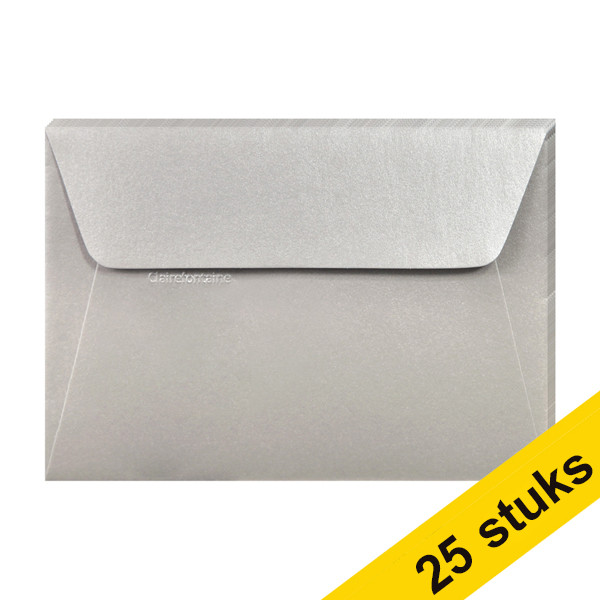 Aanbieding: 5x Clairefontaine gekleurde enveloppen zilver C6 120 g/m² (5 stuks) 424782 - 1