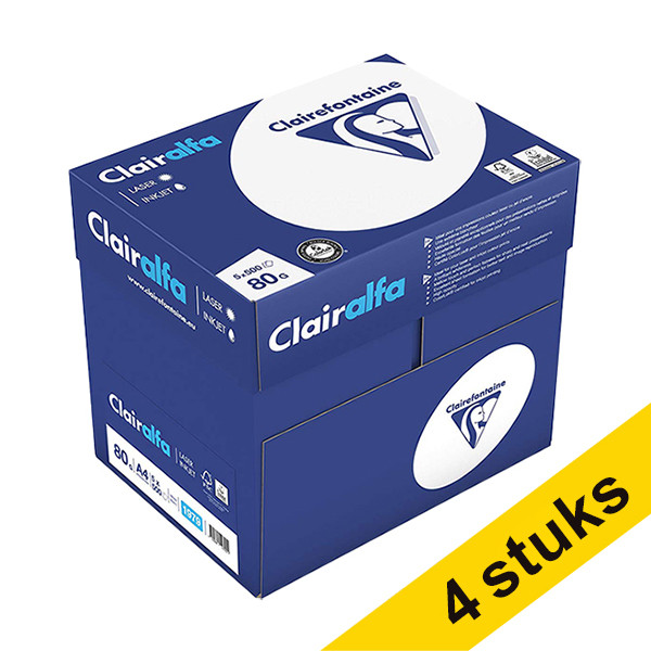 Clairefontaine Clairalfa papier 4 dozen van 2500 vellen A4 - 80 g/m² DOOSPAPIER4 249999 - 1