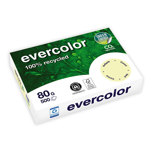 Clairefontaine Evercolor gerecycled gekleurd papier lichtgeel 80 grams A4 (500 vel) 250384 - 1