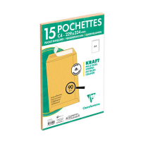 Clairefontaine akte envelop kraft  229 x 324 mm - C4 zelfklevend (15 stuks) 404638