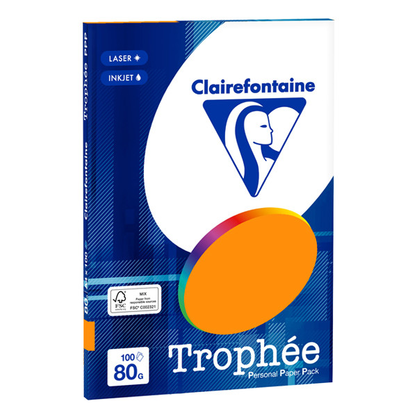 Clairefontaine gekleurd papier fluo-oranje 80 g/m² A4 (100 vellen) 4129C 250016 - 1