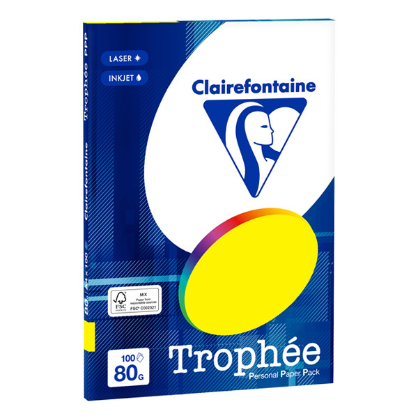 Varken kleding verlies uzelf Clairefontaine gekleurd papier fluogeel 80 g/m² A4 (100 vellen)  Clairefontaine 123inkt.be