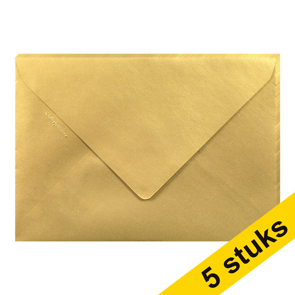 Clairefontaine gekleurde enveloppen goud C5 120 g/m² (5 stuks) 26612C 250350 - 1
