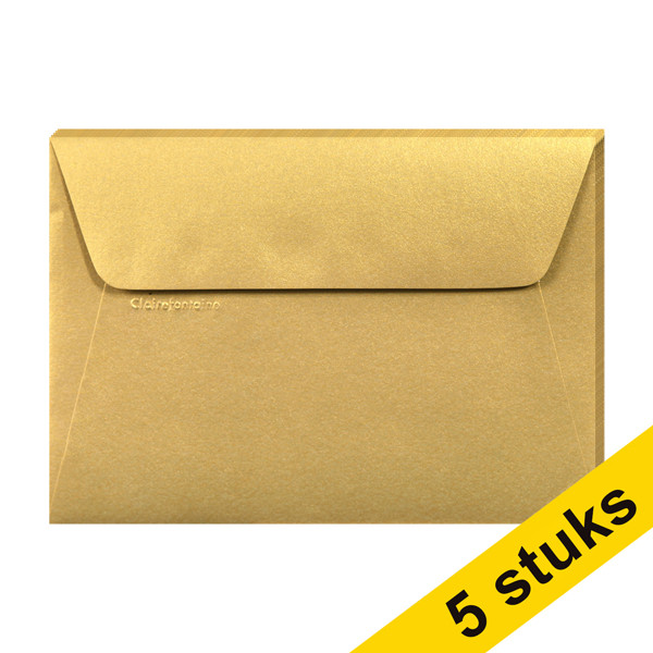 Clairefontaine gekleurde enveloppen goud C6 120 g/m² (5 stuks) 26086C 250338 - 1