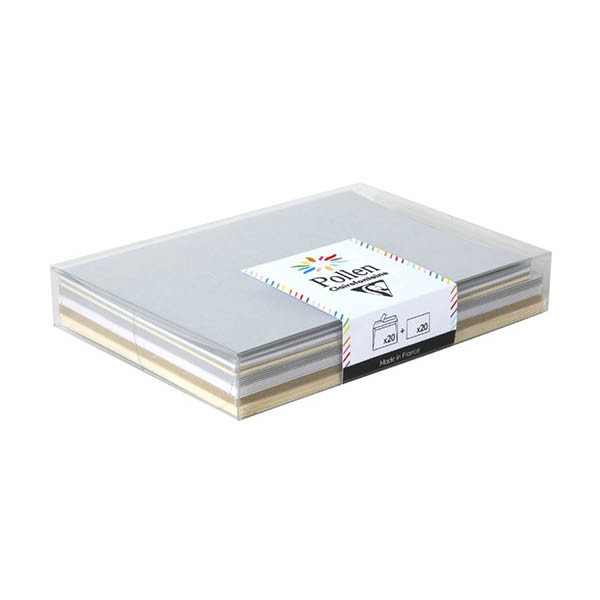 Clairefontaine kaartenset + enveloppen zelfklevend assortiment chic 20 stuks 299378 - 1