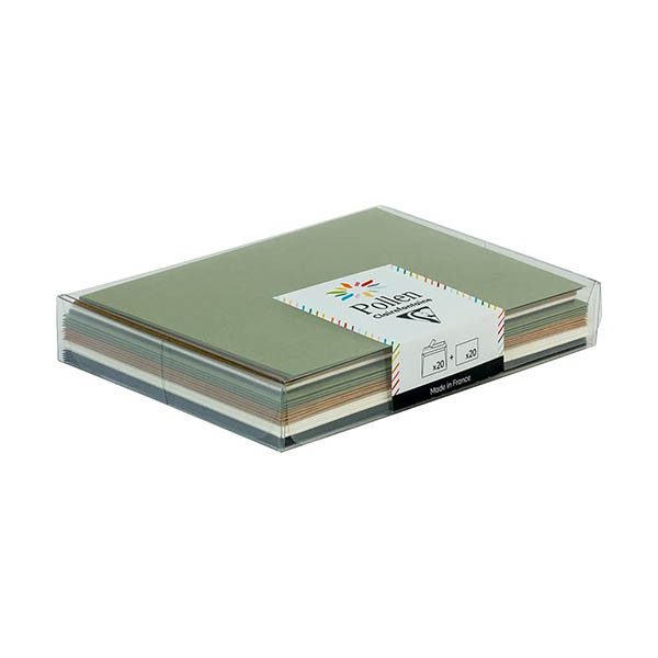 Clairefontaine kaartenset + enveloppen zelfklevend assortiment cosy 20 stuks 299379 - 1
