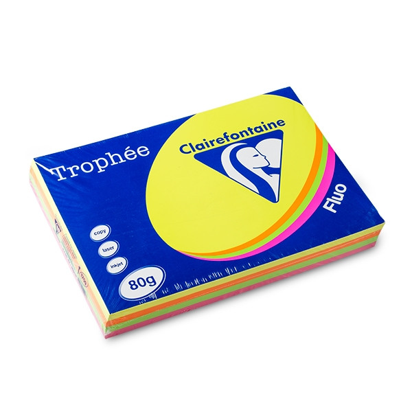 Clairefontaine multipack fluo-roze/geel/oranje/groen 80 g/m² A3 (4 x 125 vellen) 1709C 250297 - 1