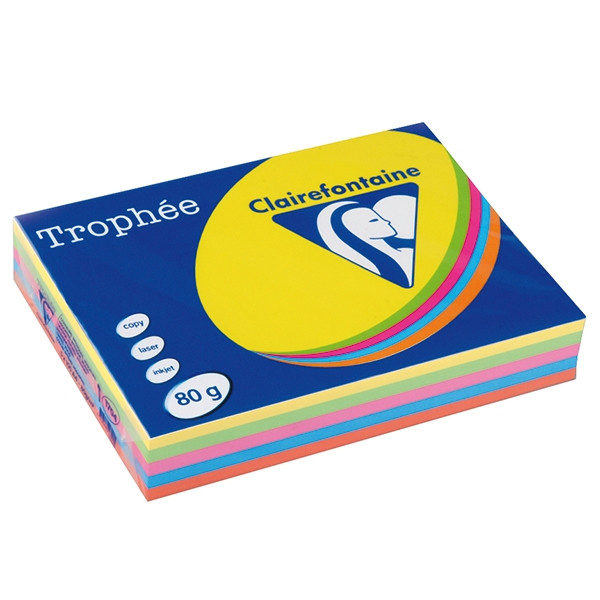 Clairefontaine multipack intens geel/groen/oranje/blauw/roze 80 g/m² (5 x 100 vellen) 1704 250012 - 1