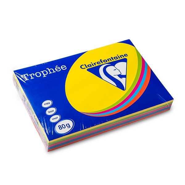 Clairefontaine multipack intens geel/groen/oranje/blauw/roze 80 g/m² A3 (5 x 100 vellen) 1708C 250295 - 1