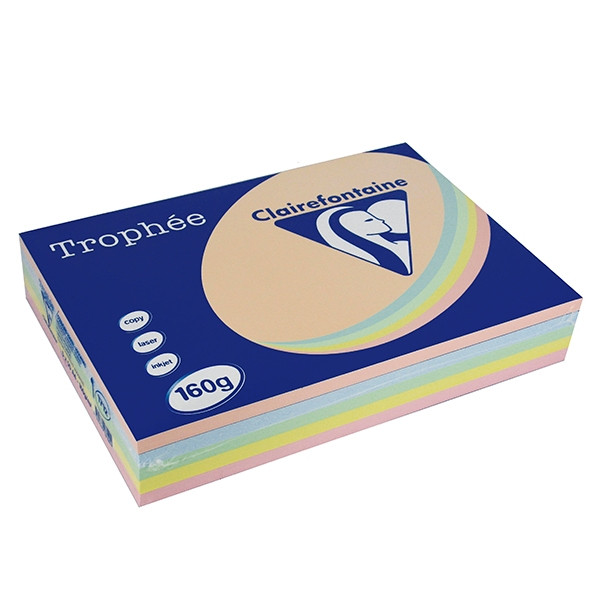 Clairefontaine multipack zalm/blauw/groen/kanariegeel/roze 160 g/m² (5 x 50 vellen) 1712 250023 - 1