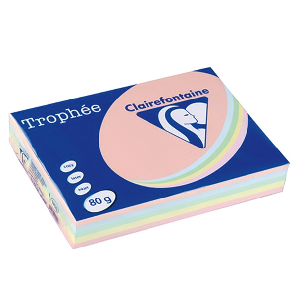 Clairefontaine multipack zalm/blauw/groen/kanariegeel/roze 80 g/m² (5 x 100 vellen) 1703 250005 - 1