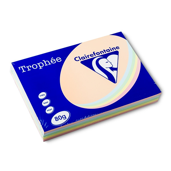 Clairefontaine multipack zalm/blauw/groen/kanariegeel/roze 80 g/m² A3 (5 x 100 vellen) 1707C 250294 - 1