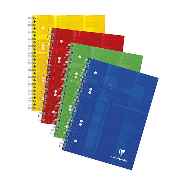 Clairefontaine spiraalschrift A5+ gelijnd 90 g/m² 80 vellen assorti 5 stuks 8576C 250440 - 1