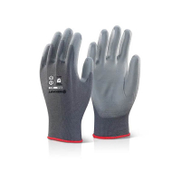 Click PU gecoat handschoenen L grijs (10 stuks) 298066