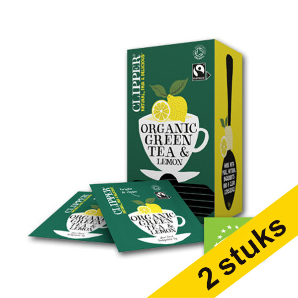 Clipper Aanbieding: 2x Clipper Bio Green Tea Lemon (6 x 25 stuks)  423971 - 1