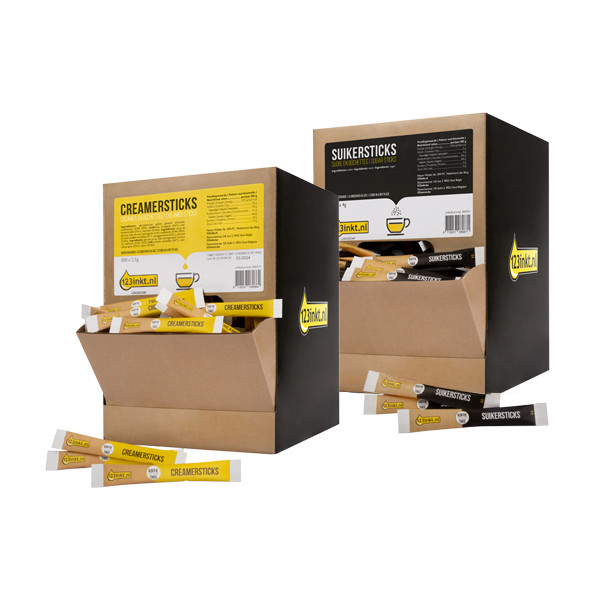 Combi deal: 123inkt creamersticks (500 stuks) + 123inkt suikersticks (500 stuks)  404279 - 1