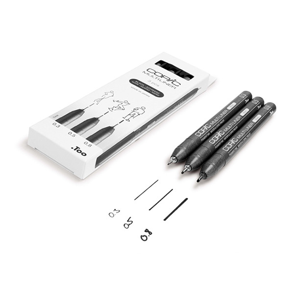 Copic Multiliner finelinerset zwart (0,3 - 0,8 mm) 3 stuks 22075630 311017 - 2