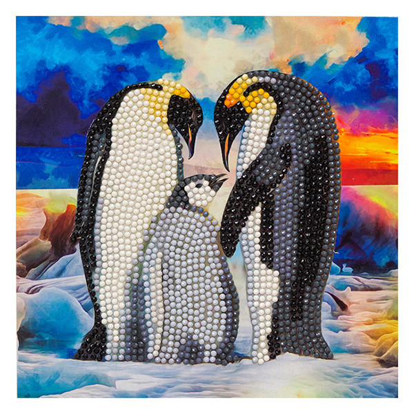 Crystal Art diamond painting kaart kit Penguin Family 18 x 18 cm CCK-A83 400931 - 1