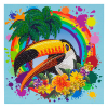 Crystal Art diamond painting kaart kit Rainbow Toucan 18 x 18 cm