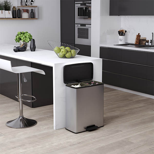 Curver Decobin duo prullenbak rechthoekig (26+26 liter, zilver metallic) 243887 - 5