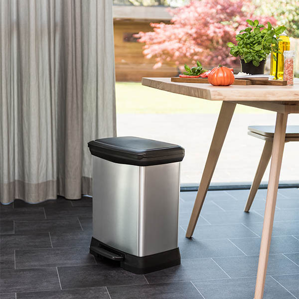 Curver Decobin vuilnisbak rechthoekig (30 liter, zilver metallic) 243884 - 5