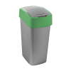 Curver Flip Bin Recycling vuilnisbak (45 liter, zilver/groen)