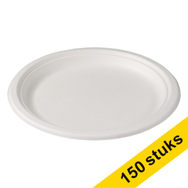 Aanbieding: 3x Depa wegwerpbord suikerriet 23 cm wit (50 stuks) 402764 - 1