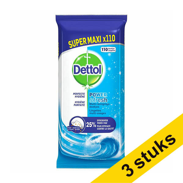 Aanbieding: 3x Dettol Power & Fresh reinigingsdoekjes Oceaan (110 doekjes) SDE01070 - 1