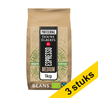 Aanbieding: 3x Douwe Egberts Espresso Organic en Fairtrade Medium Roast koffiebonen 1 kg