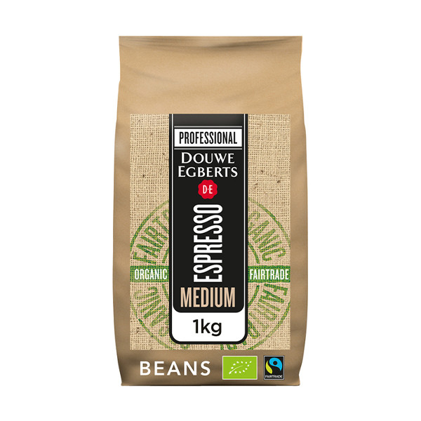 Douwe Egberts Espresso Organic en Fairtrade Medium Roast koffiebonen 1 kg 4091500 423924 - 1