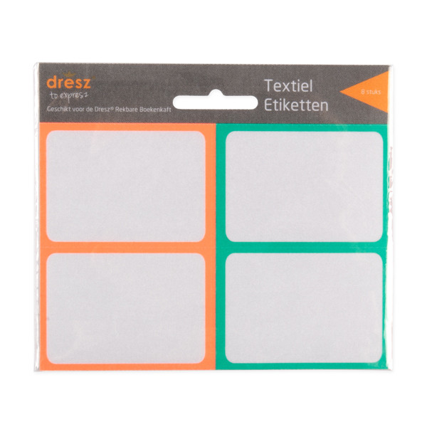 Dresz boekenkaft-etiketten koraal/turquoise (8 stuks) 10010101132 400762 - 1