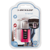 DunlopTSA hangslot met 3-cijferige combinatie roze 10277ROZE 400716