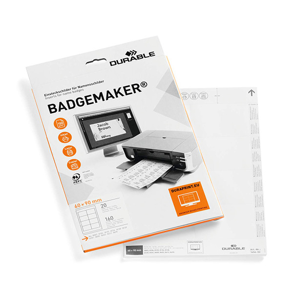 Durable etiket voor badges 90 x 60 mm (160 naambadges) 145602 310122 - 1